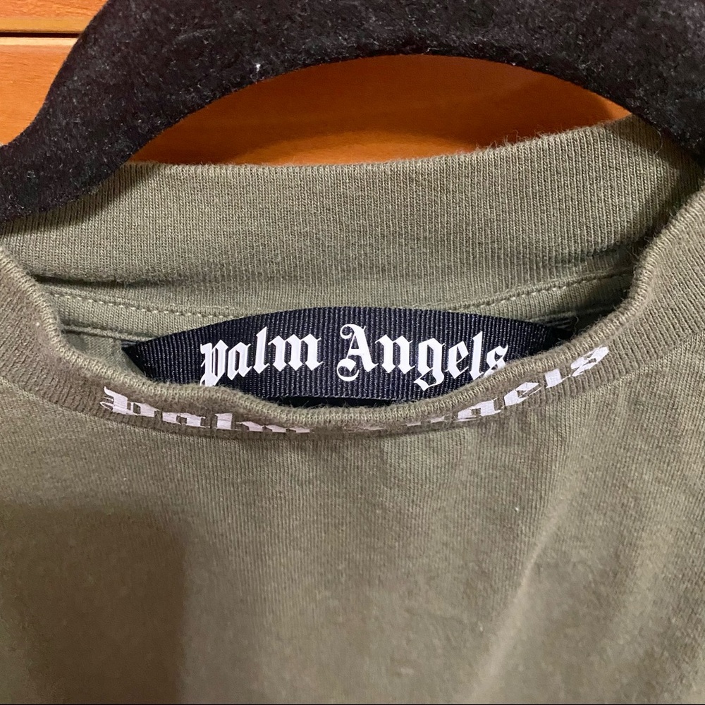 SOLD -Palm Angels Military Green Classic Logo Over T-Shirt - Picture 6 of 11